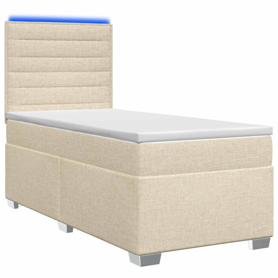 vidaXL Boxspringbed met matras Crèmekleurig 100 x 200 cm Stof afbeelding 1