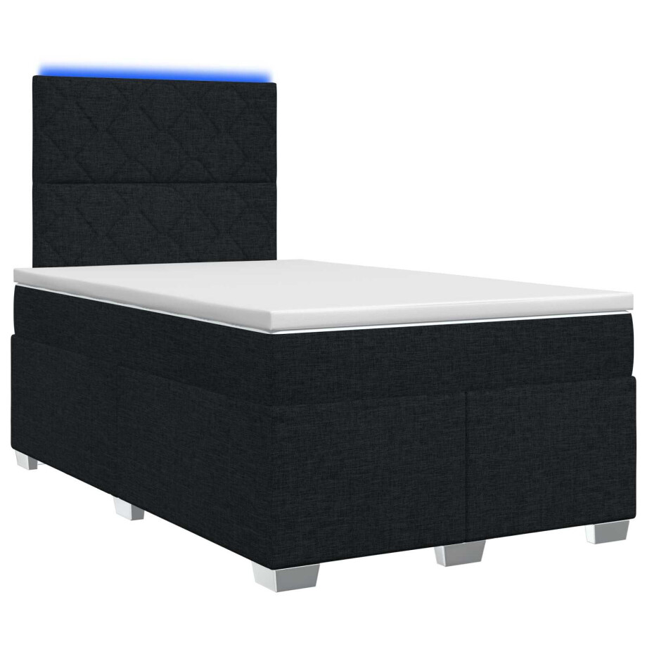 vidaXL Boxspringbed met matras met hoofdeinde Zwart 120 x 190 cm Stof afbeelding 1