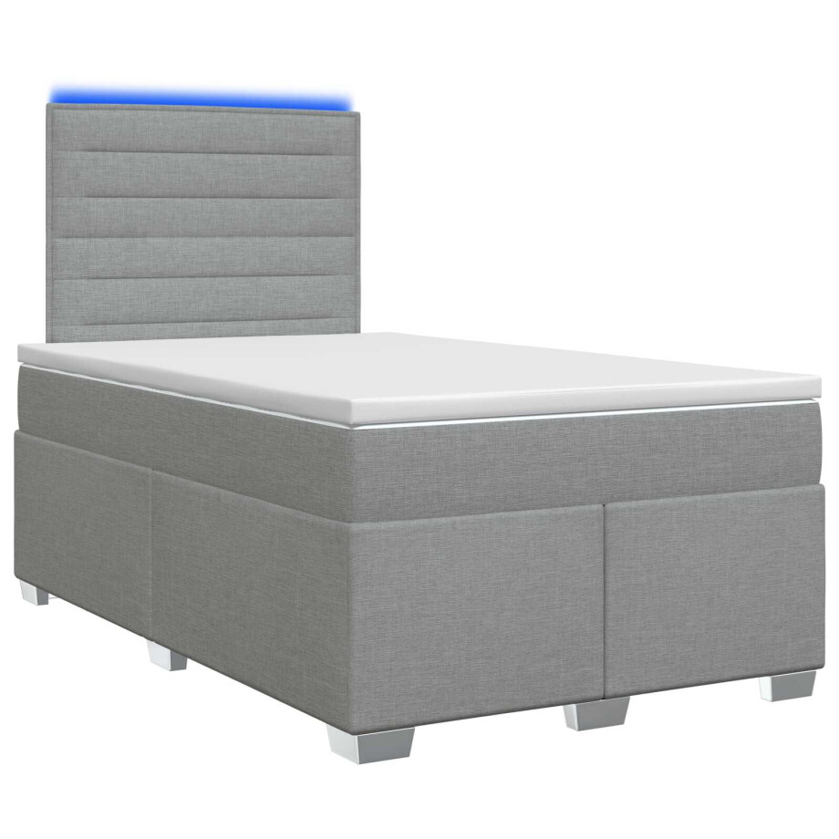 vidaXL Boxspringbed met matras Lichtgrijs 120 x 200 cm Stof afbeelding 1