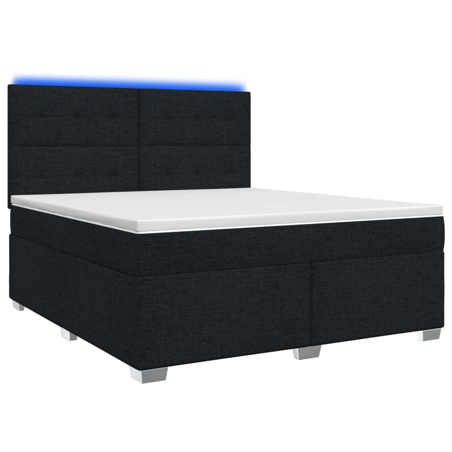 vidaXL Boxspringbed met matras met hoofdeinde Zwart 160 x 200 cm Stof afbeelding 1