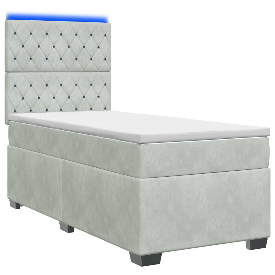 vidaXL Boxspringbed met matras Lichtgrijs 80 x 200 cm Fluweel vidaXL Boxspringbed met matras Lichtgrijs 80 x 200 cm Fluweel afbeelding 1