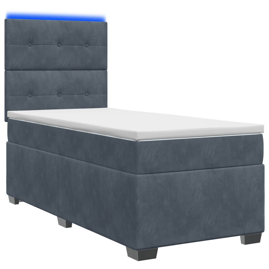 vidaXL Boxspringbed met matras Donkergrijs 90 x 190 cm Fluweel vidaXL Boxspringbed met matras Donkergrijs 90 x 190 cm Fluweel afbeelding 1