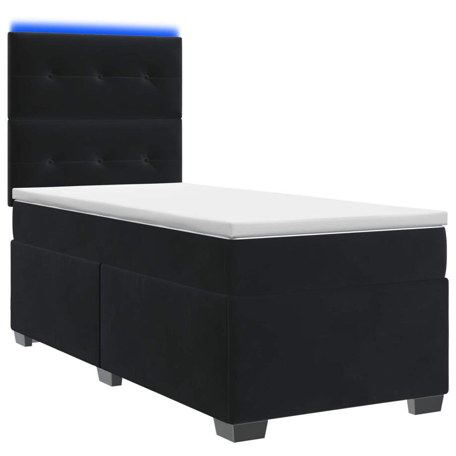 vidaXL Boxspringbed met matras Zwart 90 x 200 cm Fluweel vidaXL Boxspringbed met matras Zwart 90 x 200 cm Fluweel afbeelding 1
