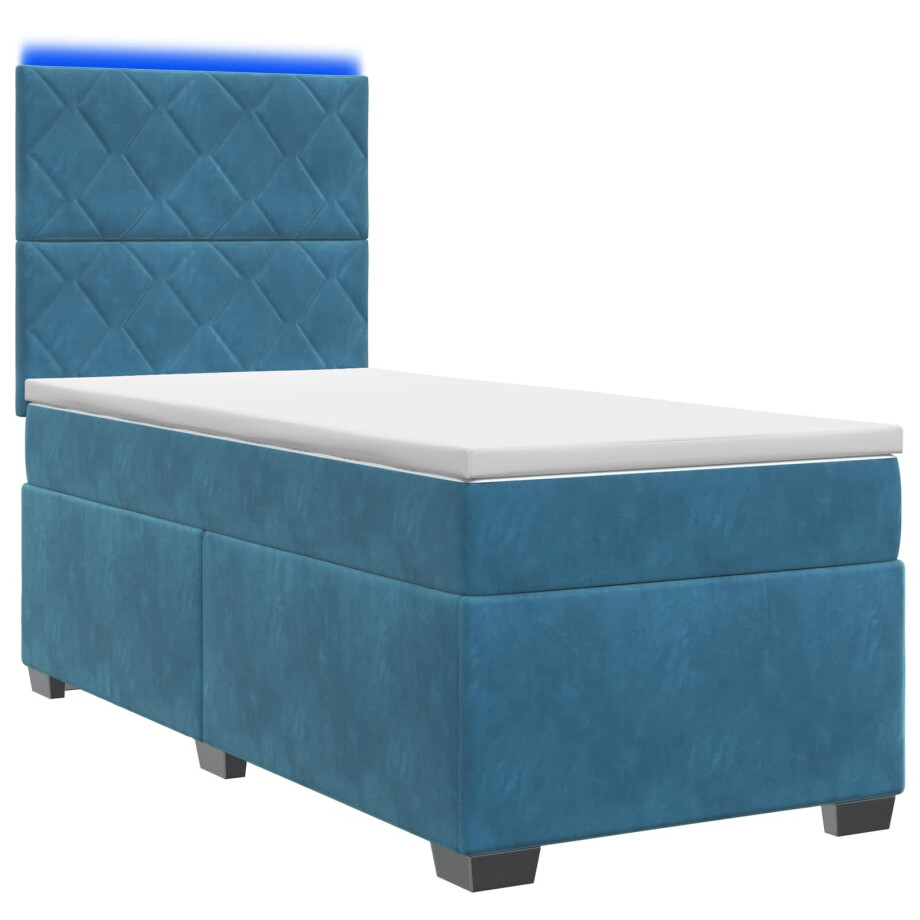 vidaXL Boxspringbed met matras Blauw 90 x 200 cm Fluweel vidaXL Boxspringbed met matras Blauw 90 x 200 cm Fluweel afbeelding 1