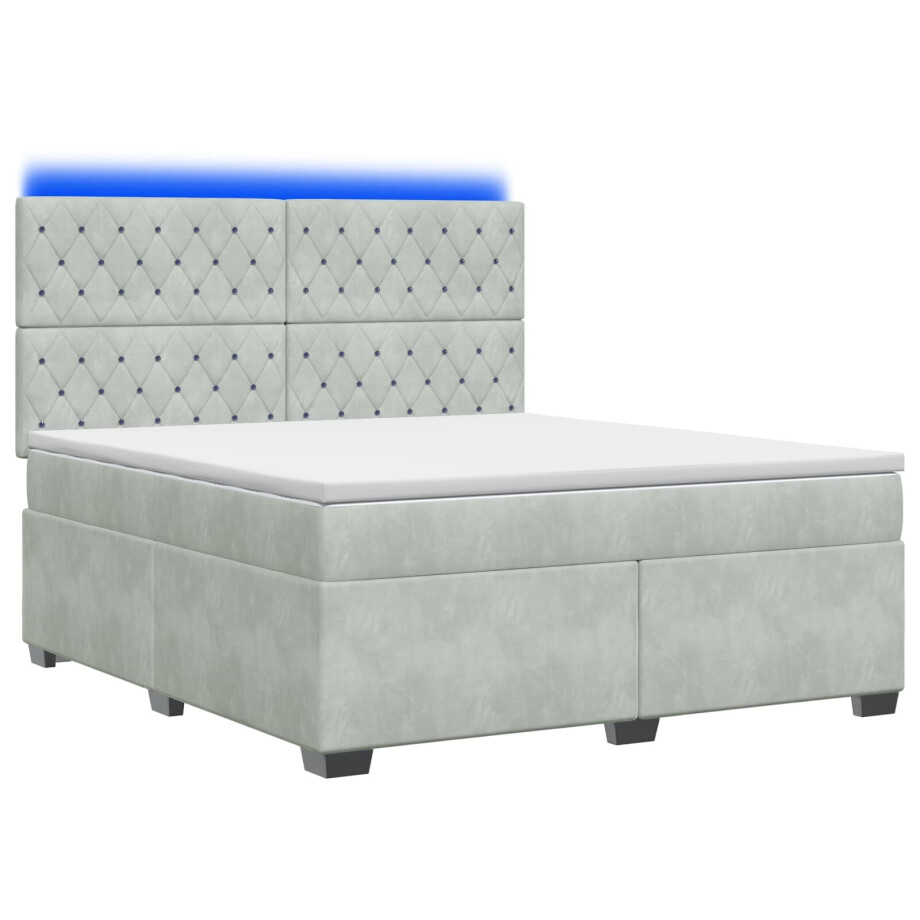 vidaXL Boxspringbed met matras Lichtgrijs 140 x 200 cm Fluweel vidaXL Boxspringbed met matras Lichtgrijs 140 x 200 cm Fluweel afbeelding 1