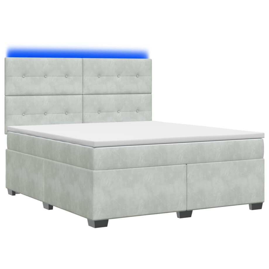 vidaXL Boxspringbed met matras Lichtgrijs 140 x 200 cm Fluweel vidaXL Boxspringbed met matras Lichtgrijs 140 x 200 cm Fluweel afbeelding 1