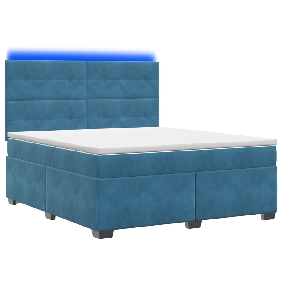 vidaXL Boxspringbed met matras Blauw 160 x 200 cm Fluweel afbeelding 1