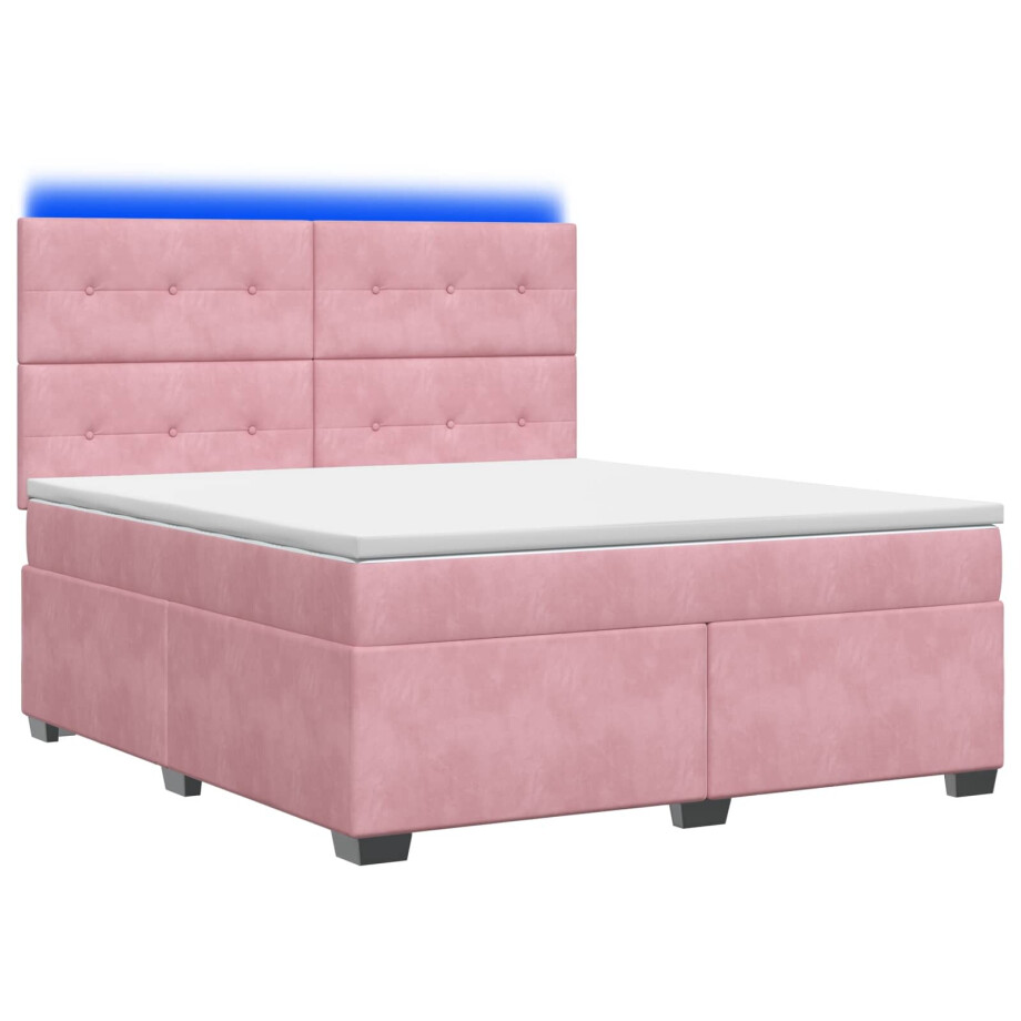 vidaXL Boxspringbed met matras Roze 160 x 200 cm Fluweel vidaXL Boxspringbed met matras Roze 160 x 200 cm Fluweel afbeelding 1