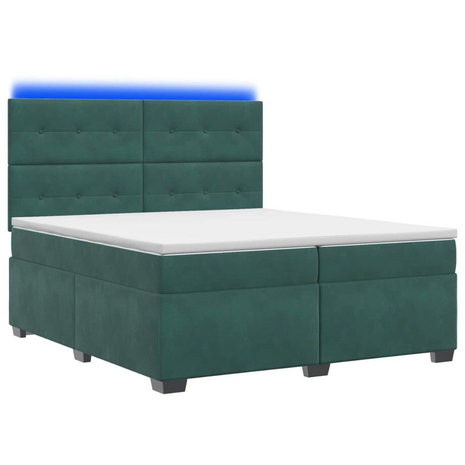 vidaXL Boxspringbed met matras Donkergroen 200 x 200 cm Fluweel afbeelding 1