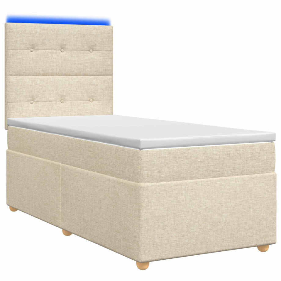 vidaXL Boxspringbed met matras Crèmekleurig 80 x 200 cm Stof vidaXL Boxspringbed met matras Crèmekleurig 80 x 200 cm Stof afbeelding 1