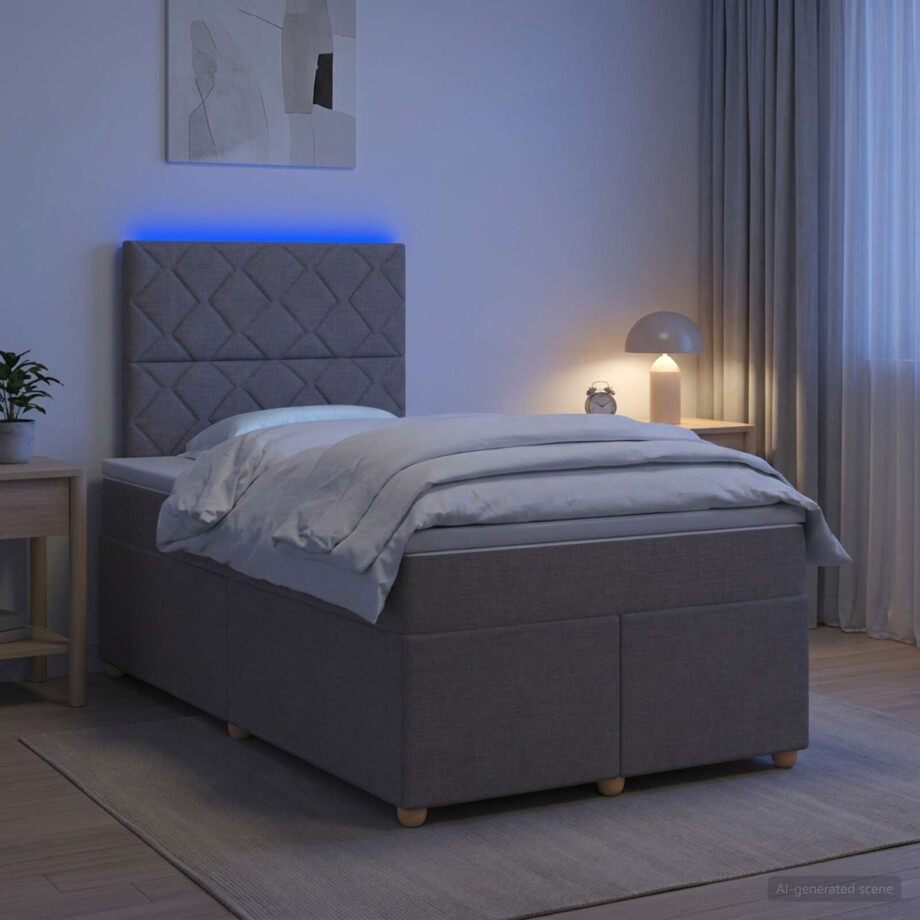vidaXL Boxspringbed met matras met hoofdeinde Taupe 120 x 190 cm Stof afbeelding 1