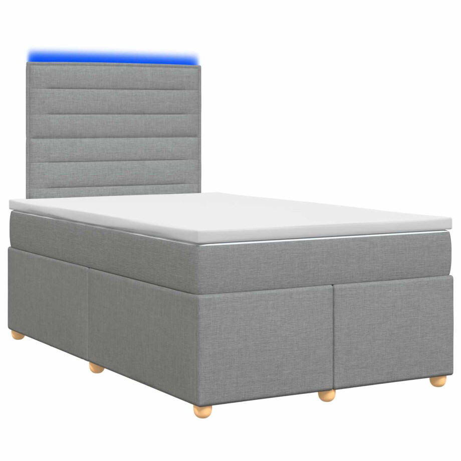 vidaXL Boxspringbed met matras Lichtgrijs 120 x 200 cm Stof afbeelding 1