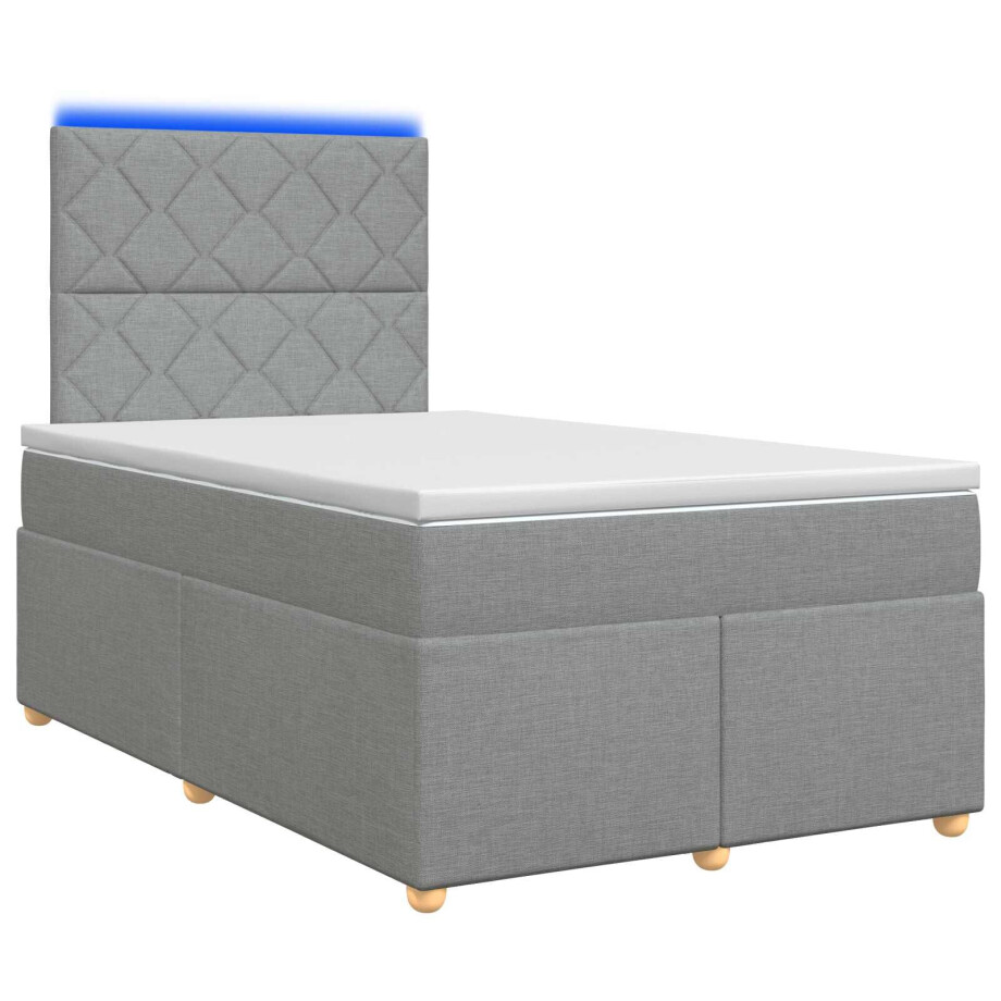 vidaXL Boxspringbed met matras Lichtgrijs 120 x 200 cm Stof afbeelding 1