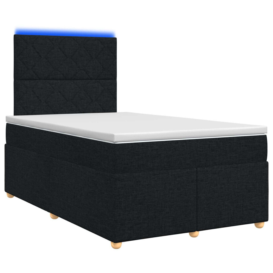 vidaXL Boxspringbed met matras met hoofdeinde Zwart 120 x 200 cm Stof afbeelding 1