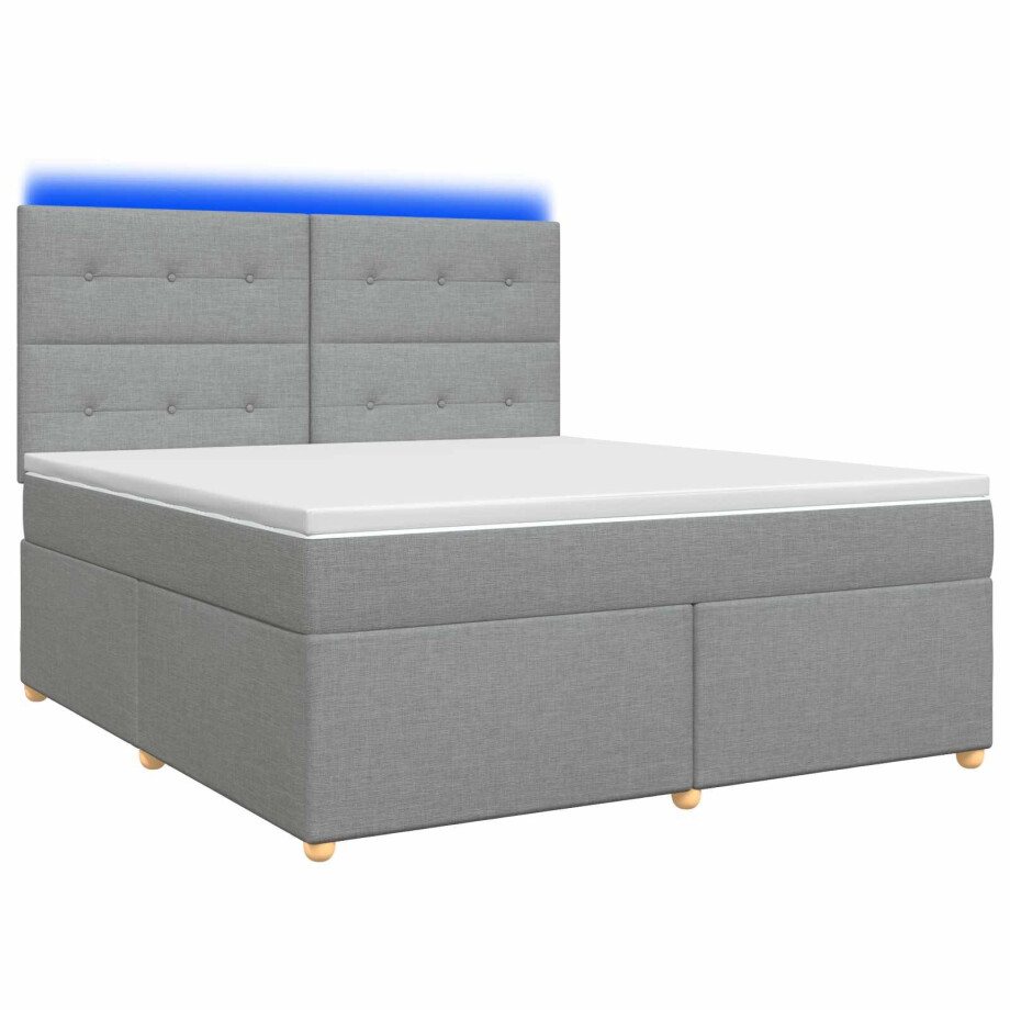 vidaXL Boxspringbed met matras Lichtgrijs 180 x 200 cm Stof afbeelding 1