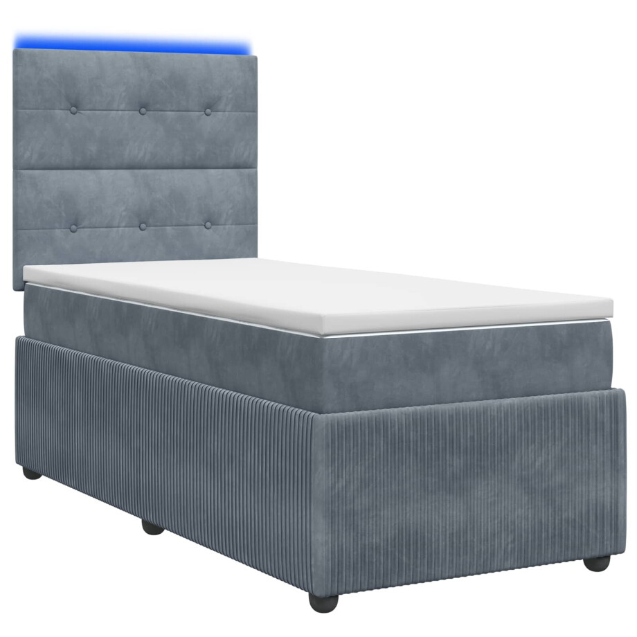 vidaXL LED Boxspring Bed met Matras Donkergrijs 80 x 200 cm Fluweel afbeelding 1