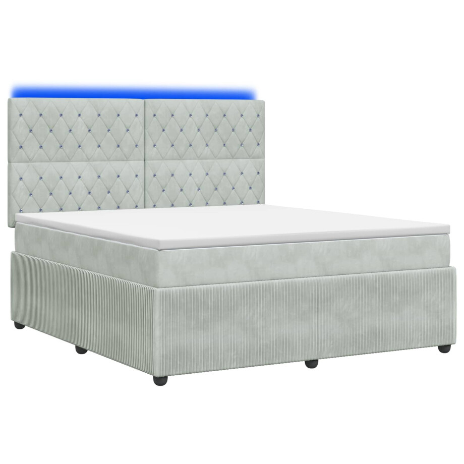 vidaXL LED Boxspring Bed met Matras Lichtgrijs 140 x 190 cm Fluweel vidaXL LED Boxspring Bed met Matras Lichtgrijs 140 x 190 cm Fluweel afbeelding 1