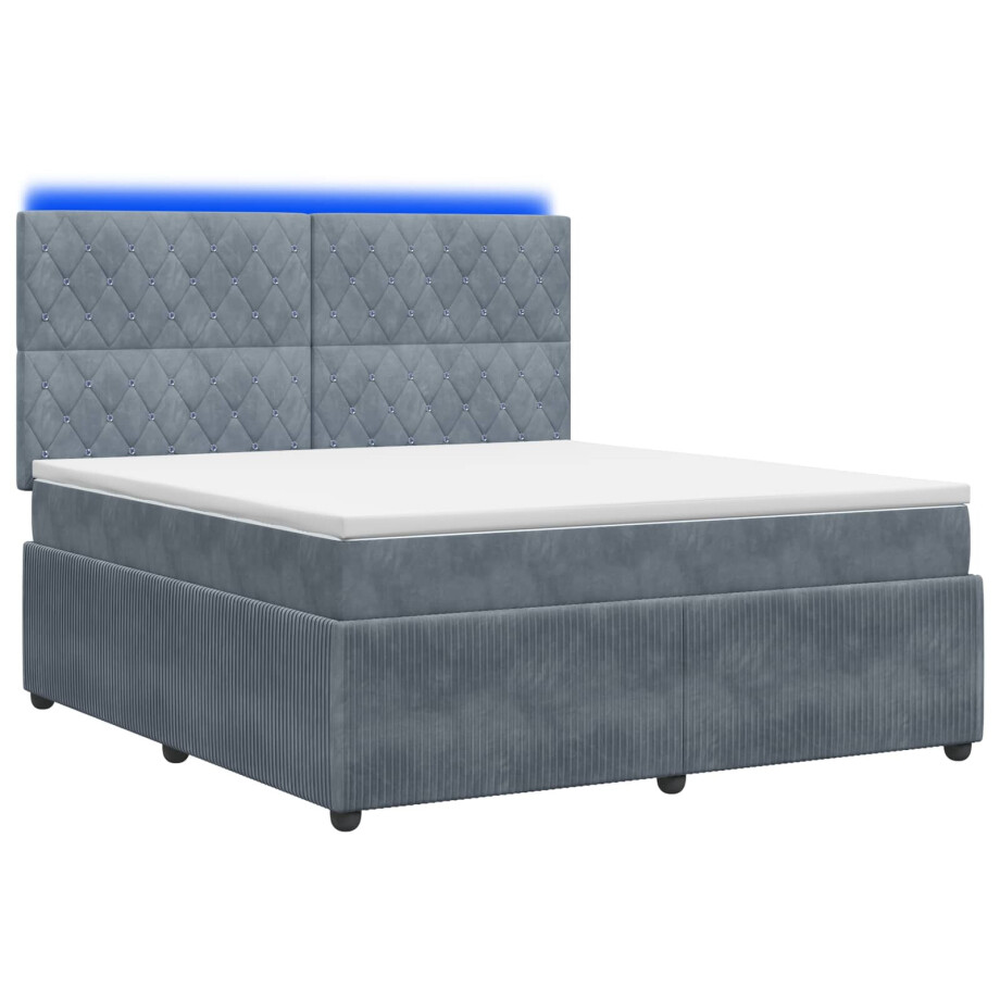 vidaXL LED Boxspring Bed met Matras Donkergrijs 160 x 200 cm Fluweel afbeelding 1
