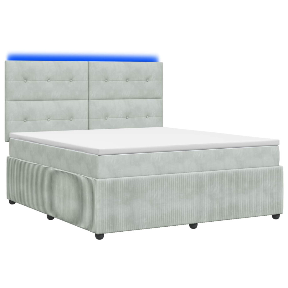 vidaXL LED Boxspring Bed met Matras Lichtgrijs 160 x 200 cm Fluweel vidaXL LED Boxspring Bed met Matras Lichtgrijs 160 x 200 cm Fluweel afbeelding 1