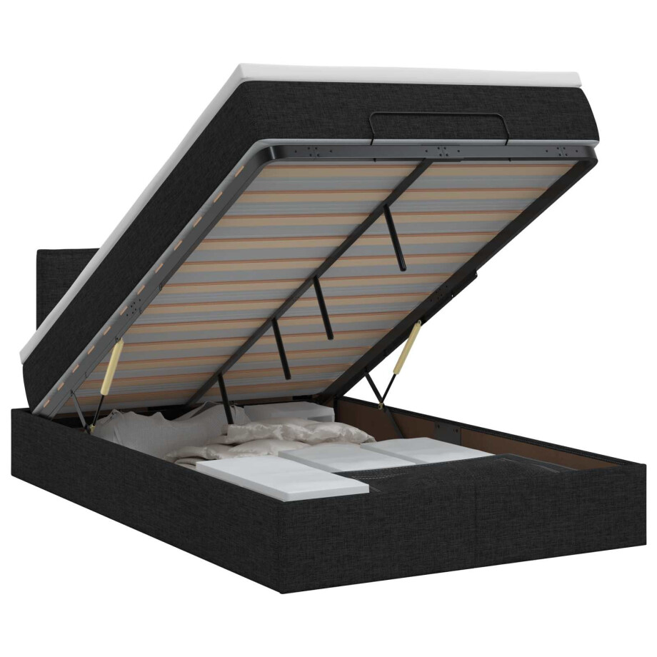 vidaXL Ottoman bed met matras met hoofdeinde Zwart 120 x 200 cm Stof afbeelding 1