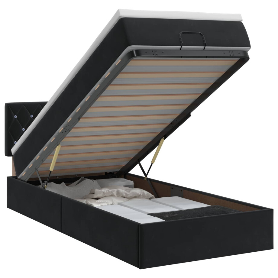 vidaXL Ottoman bed met matras Zwart 100 x 200 cm Fluweel vidaXL Ottoman bed met matras Zwart 100 x 200 cm Fluweel afbeelding 1