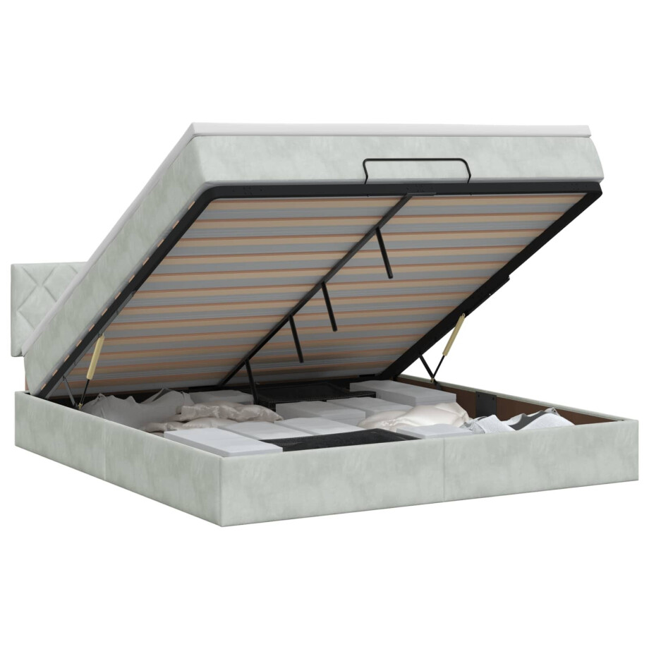 vidaXL Ottoman bed met matras Lichtgrijs 140 x 200 cm Fluweel afbeelding 1