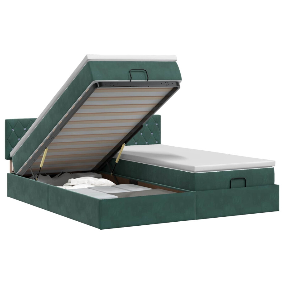 vidaXL Ottoman bed met matras met hoofdeinde 2 pcs Donkergroen Fluweel vidaXL Ottoman bed met matras met hoofdeinde 2 pcs Donkergroen Fluweel afbeelding 1