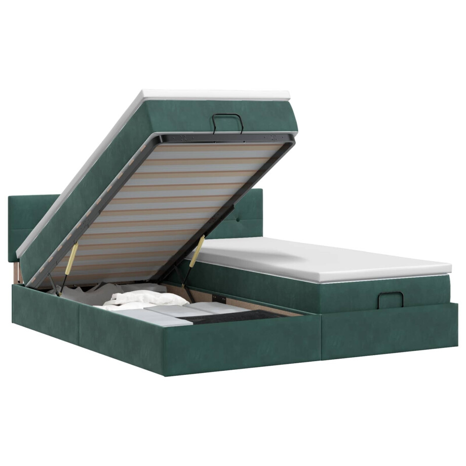 vidaXL Ottoman bed met matras met hoofdeinde 2 st Donkergroen Fluweel vidaXL Ottoman bed met matras met hoofdeinde 2 st Donkergroen Fluweel afbeelding 1