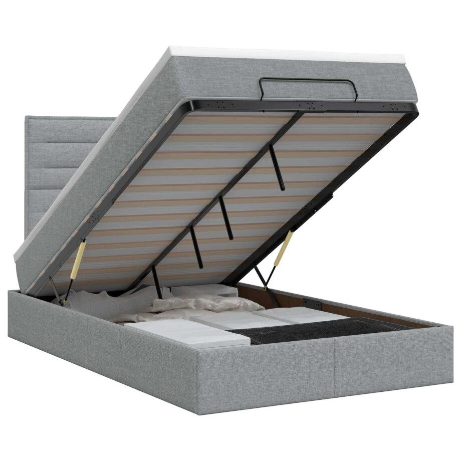 vidaXL Ottoman bed met matras Lichtgrijs 120 x 190 cm Stof vidaXL Ottoman bed met matras Lichtgrijs 120 x 190 cm Stof afbeelding 1