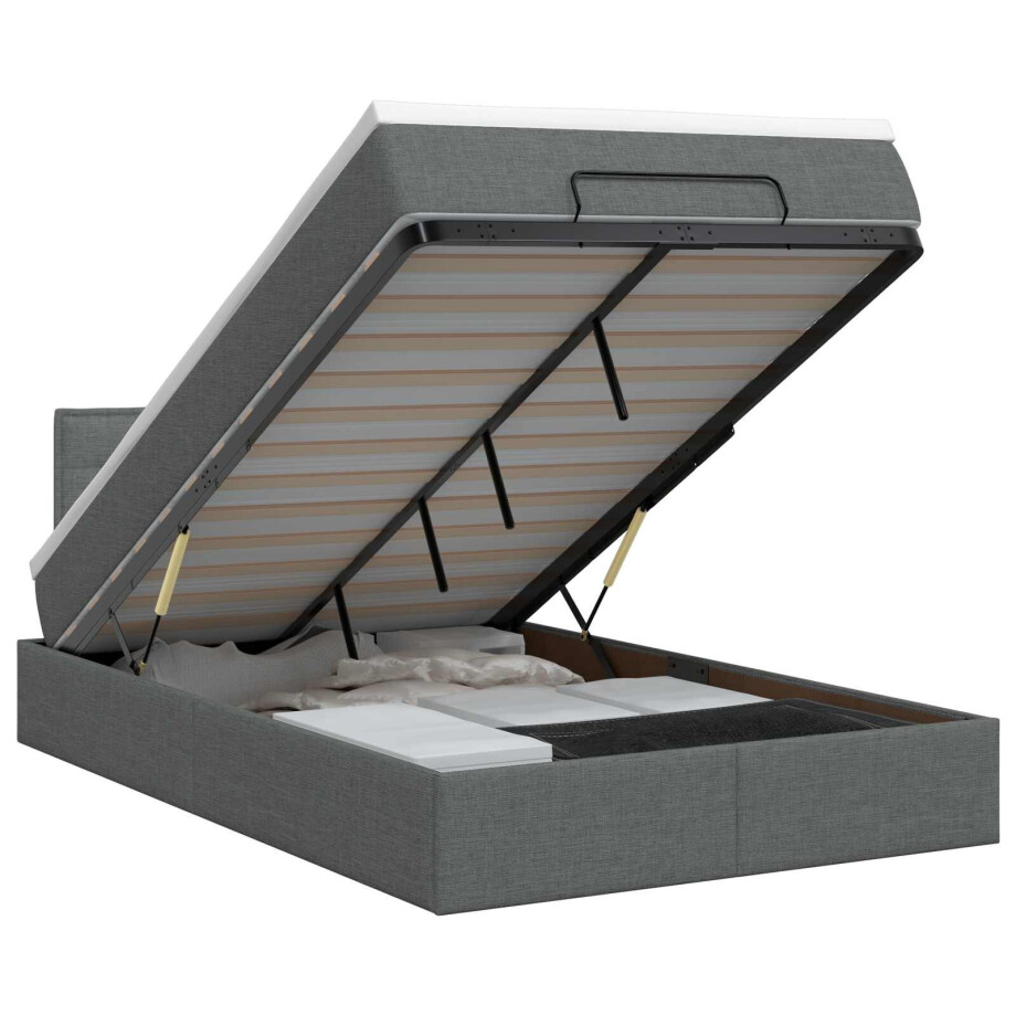 vidaXL Ottoman bed met matras Donkergrijs 120 x 200 cm Stof vidaXL Ottoman bed met matras Donkergrijs 120 x 200 cm Stof afbeelding 1