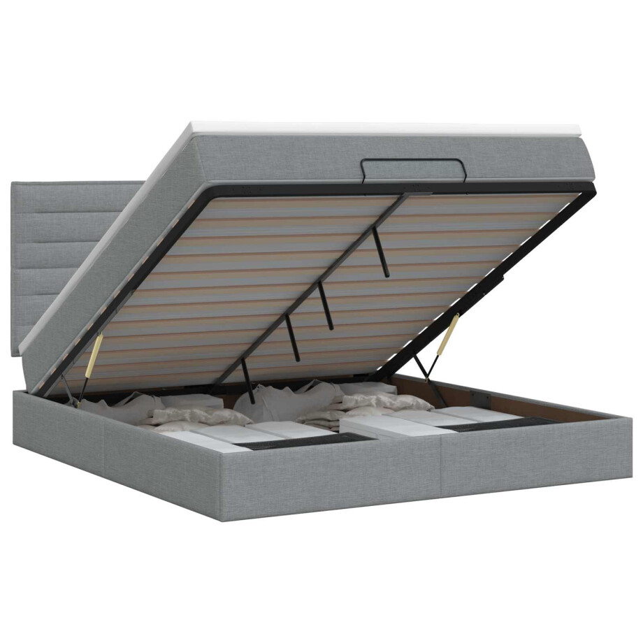 vidaXL Ottoman bed met matras Lichtgrijs 140 x 190 cm Stof vidaXL Ottoman bed met matras Lichtgrijs 140 x 190 cm Stof afbeelding 1