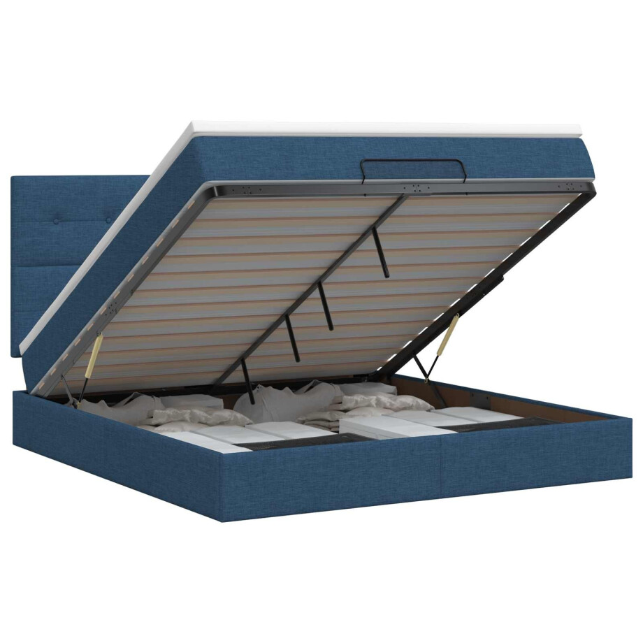 vidaXL Ottoman bed met matras met hoofdeinde Blauw 140 x 190 cm Stof afbeelding 1