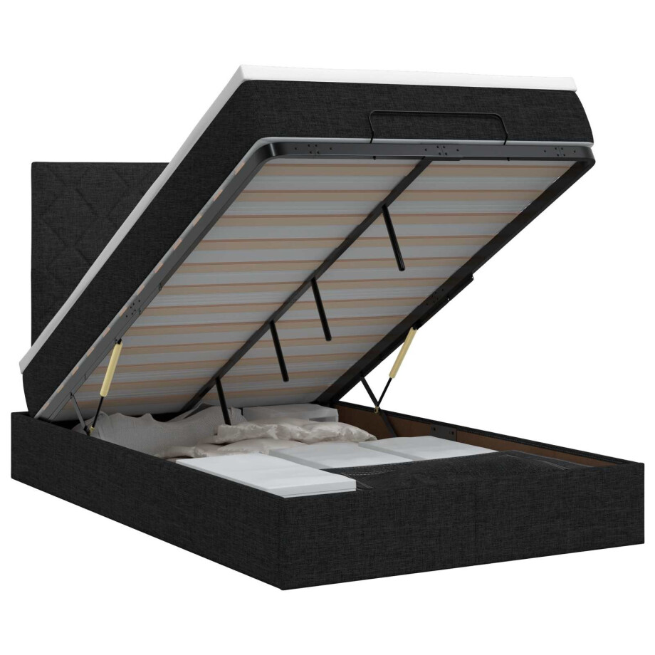 vidaXL Ottoman bed met matras met hoofdeinde Zwart 120 x 190 cm Stof afbeelding 1