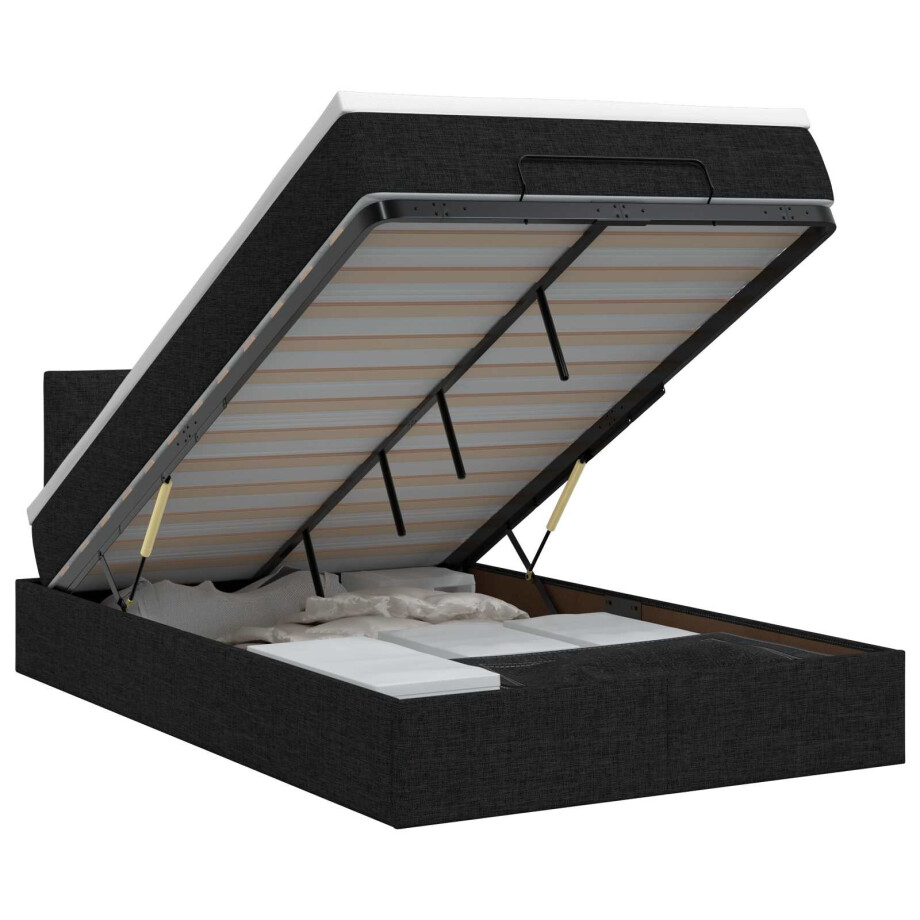 vidaXL Ottoman bed met matras met hoofdeinde Zwart 120 x 200 cm Stof afbeelding 1