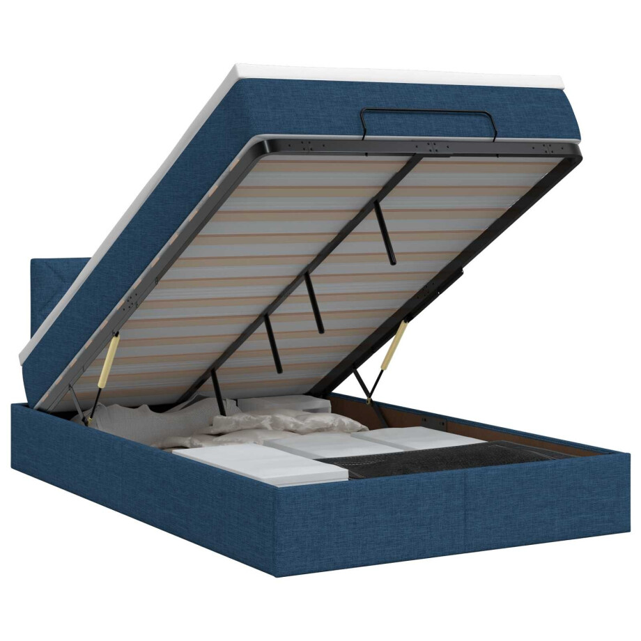 vidaXL Ottoman bed met matras met hoofdeinde Blauw 120 x 200 cm Stof afbeelding 1