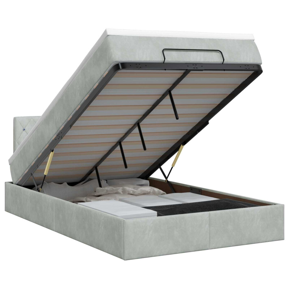 vidaXL Ottoman bed met matras Lichtgrijs 120 x 200 cm Fluweel vidaXL Ottoman bed met matras Lichtgrijs 120 x 200 cm Fluweel afbeelding 1
