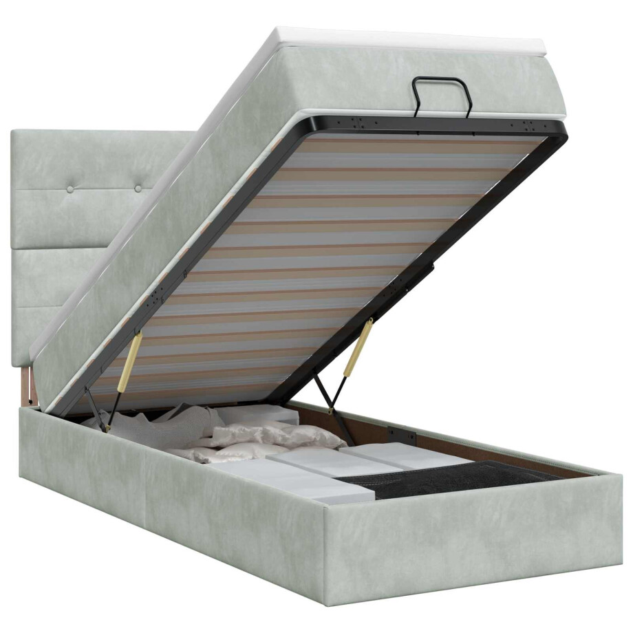 vidaXL Ottoman bed met matras Lichtgrijs 80 x 200 cm Fluweel afbeelding 1