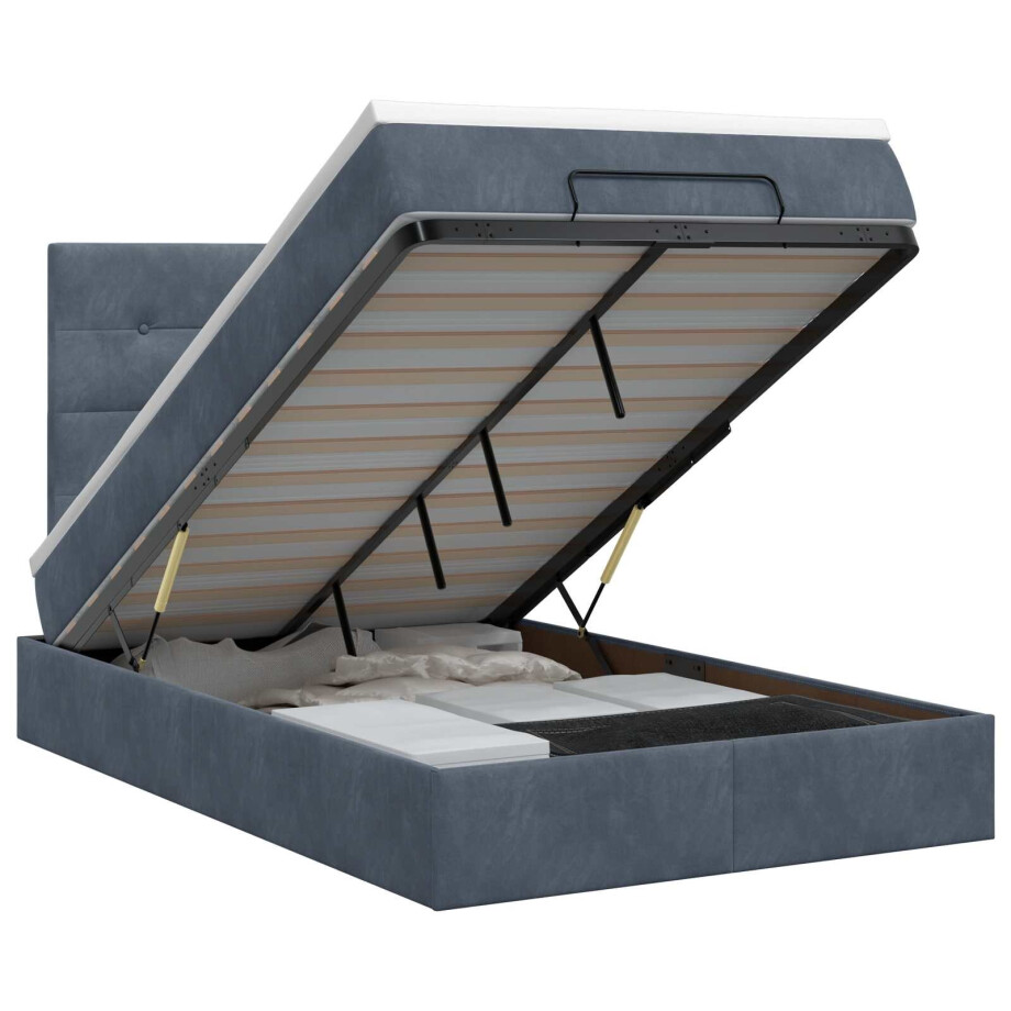 vidaXL Ottoman bed met matras Donkergrijs 120 x 200 cm Fluweel afbeelding 1