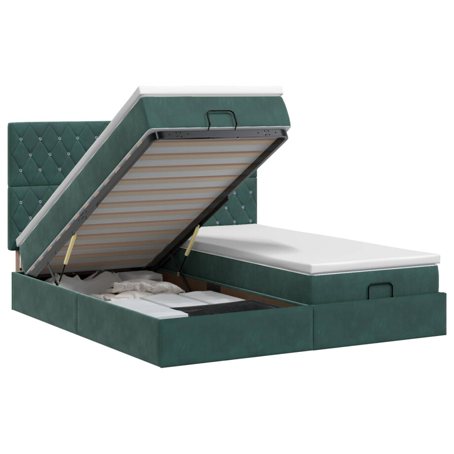 vidaXL Ottoman bed met matras met hoofdeinde 2 st Donkergroen Fluweel vidaXL Ottoman bed met matras met hoofdeinde 2 st Donkergroen Fluweel afbeelding 1