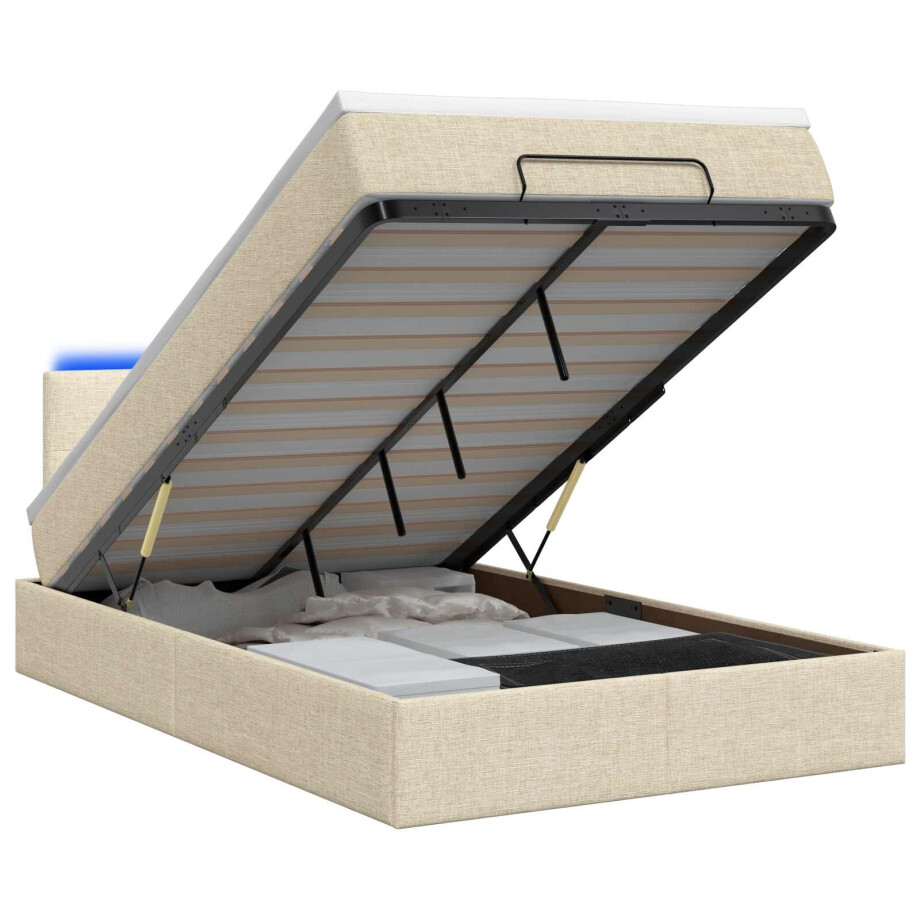 vidaXL Ottoman Bed met Matrassen en LED Crèmekleurig 120 x 190 cm Stof vidaXL Ottoman Bed met Matrassen en LED Crèmekleurig 120 x 190 cm Stof afbeelding 1