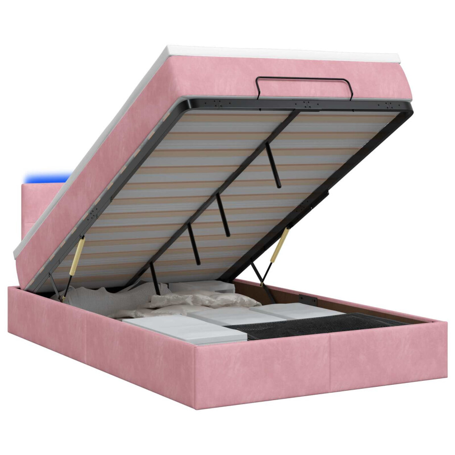 vidaXL Ottoman Bed met Matrassen en LED Roze 120 x 190 cm fluweel vidaXL Ottoman Bed met Matrassen en LED Roze 120 x 190 cm fluweel afbeelding 1