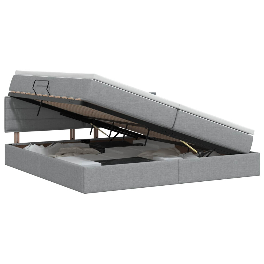 vidaXL Opbergbed met matras Lichtgrijs 200 x 200 cm fluweel afbeelding 1