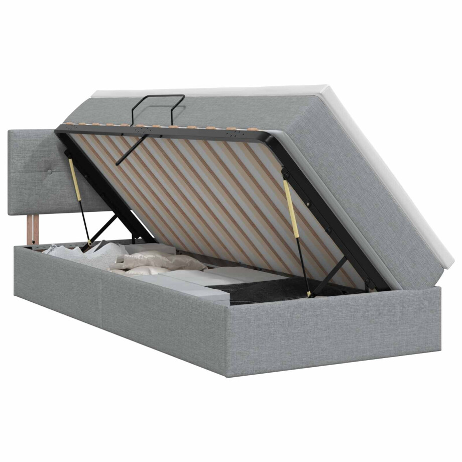 vidaXL Opbergbed met matras Lichtgrijs 90 x 190 cm fluweel afbeelding 1