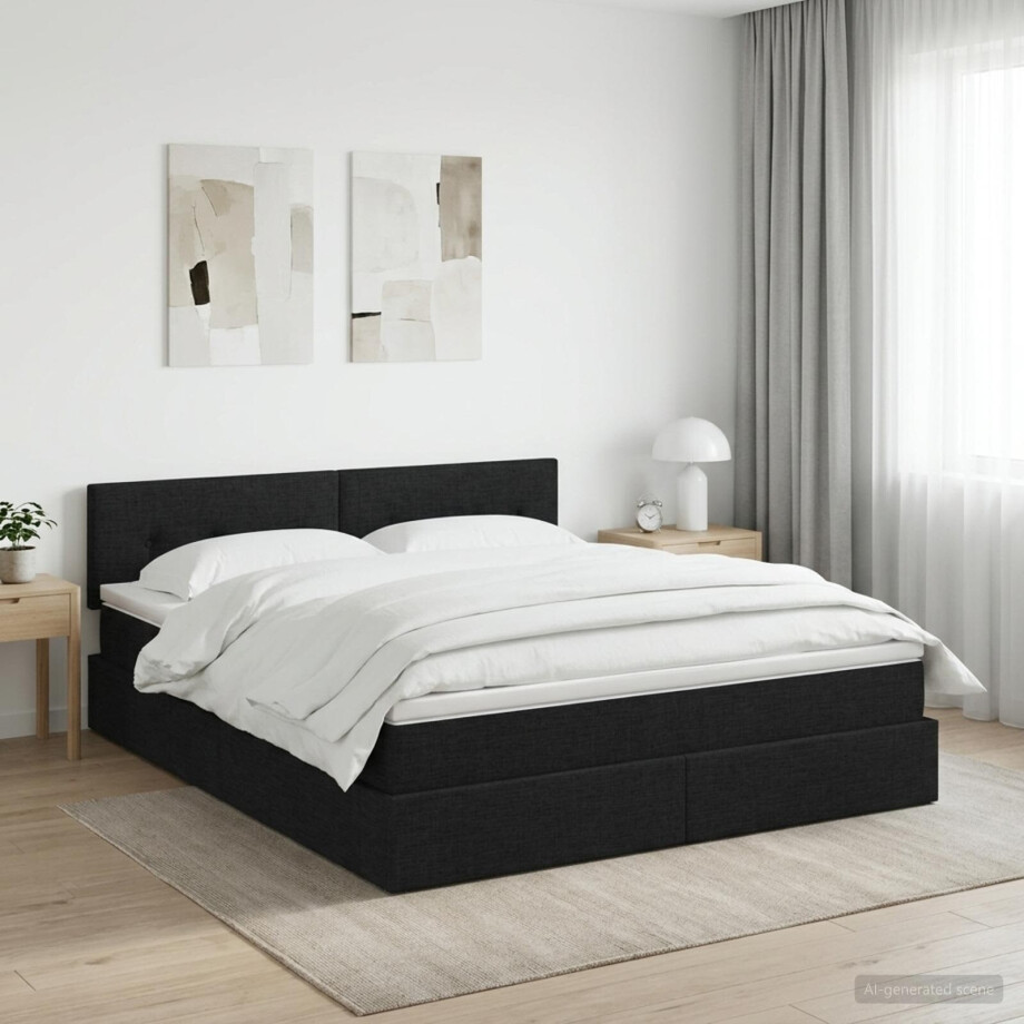 vidaXL Opbergbed met matras met hoofdeinde Zwart 180 x 200 cm fluweel afbeelding 1