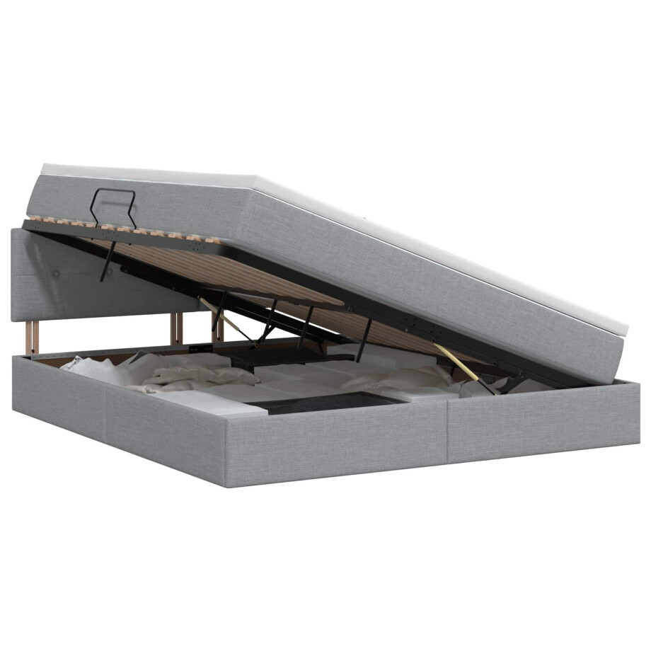 vidaXL Opbergbed met matras Lichtgrijs 140 x 200 cm fluweel afbeelding 1