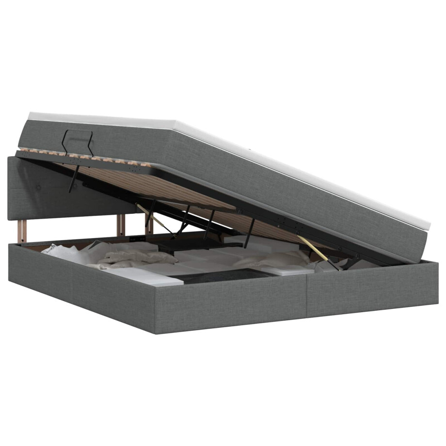 vidaXL Opbergbed met matras Donkergrijs 140 x 200 cm fluweel vidaXL Opbergbed met matras Donkergrijs 140 x 200 cm fluweel afbeelding 1