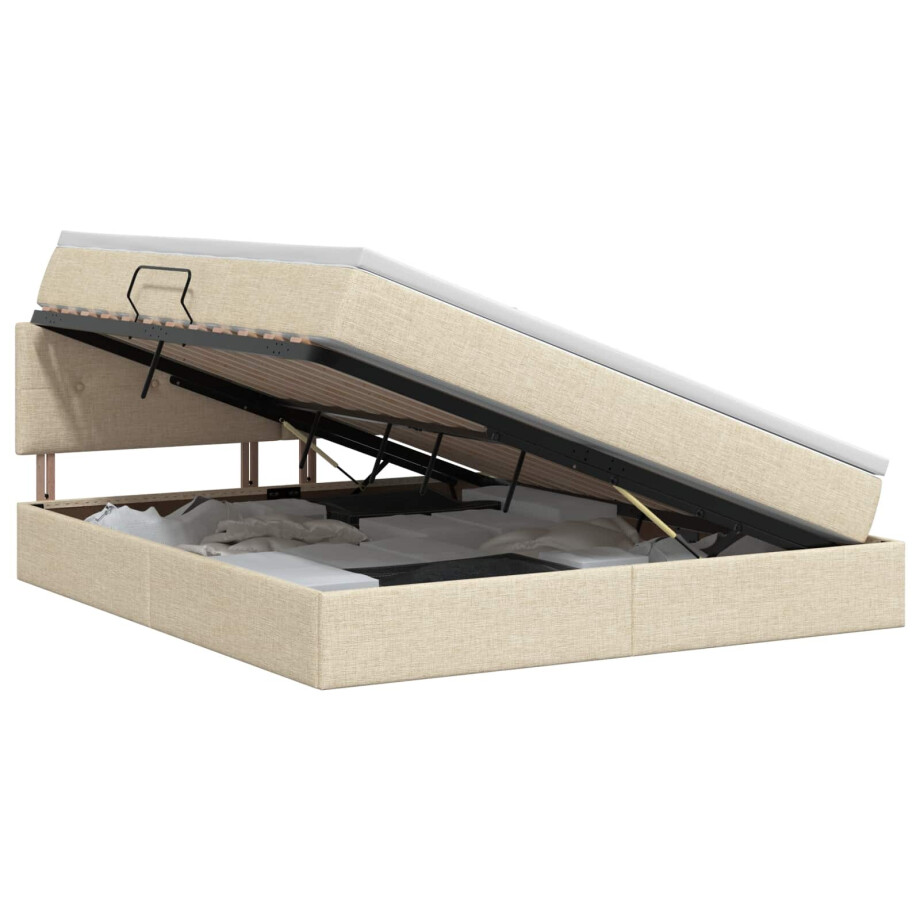 vidaXL Opbergbed met matras Crèmekleurig 180 x 200 cm fluweel vidaXL Opbergbed met matras Crèmekleurig 180 x 200 cm fluweel afbeelding 1