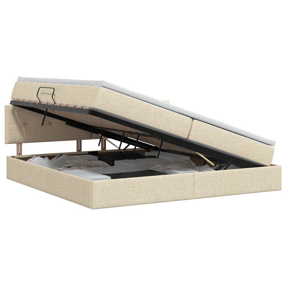vidaXL Opbergbed met matras Crèmekleurig 200 x 200 cm fluweel afbeelding 1