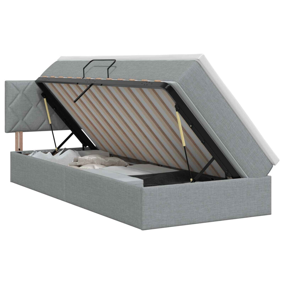 vidaXL Opbergbed met matras Lichtgrijs 90 x 200 cm fluweel afbeelding 1