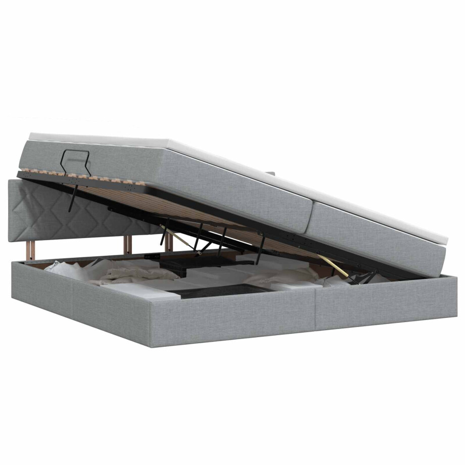 vidaXL Opbergbed met matras Lichtgrijs 200 x 200 cm fluweel vidaXL Opbergbed met matras Lichtgrijs 200 x 200 cm fluweel afbeelding 1